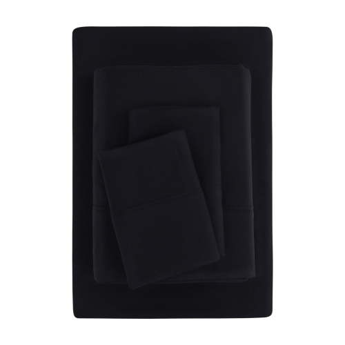 Mainstays Super Soft Brushed Microfiber Bed Sheet Set, Rich Black, Queen, 4 Piece