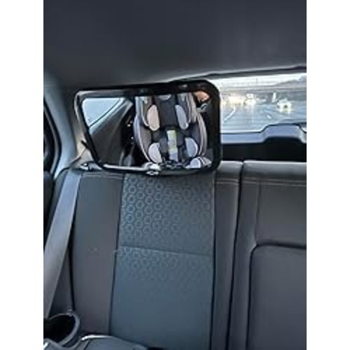 Shynerk Baby Car Mirror, Safety Car Seat Mirror for Rear Facing Infant with Wide Crystal Clear View, Shatterproof, Fully Assembled, Crash Tested and Certified - Black