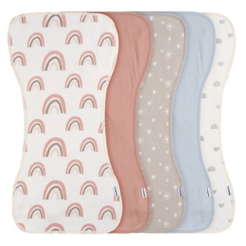 5-Pack Baby Girls Pink Rainbows Burpcloth