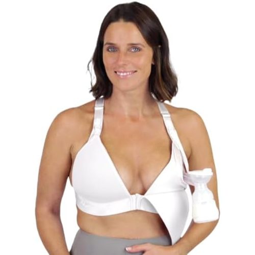 Nurturally Nursing and Pumping Bra, Adjustable Breast Pump Bra, Non-Wired Pumping Bra Hands Free, Breast Pump NOT Included