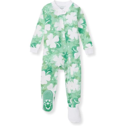 Burt's Bees Baby Boys' Pajamas, Zip-Front Non-Slip Footed Sleeper, Organic Cotton