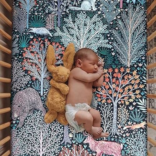Soft Fitted Crib Sheet, Stretchy and Breathable Toddler Crib Sheet for Boys and Girls, Fits Standard Crib and Toddler Mattress (Jungle Animals)