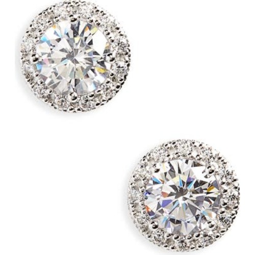 Halo Cubic Zirconia Stud Earrings