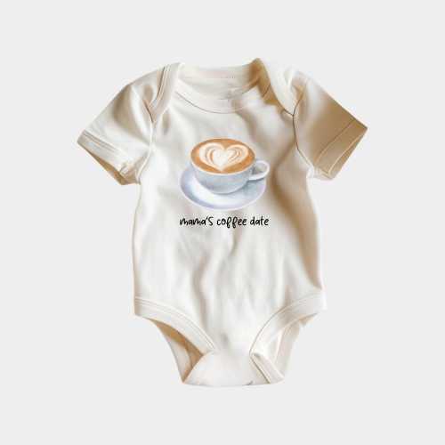 Mama's Coffee Date Bodysuit, Cute Baby Clothes, Unisex Coffee Date One Piece, Baby Shower Gift, Coffee Baby Outfit