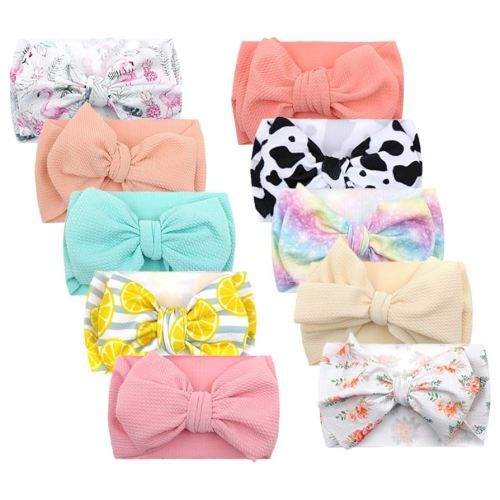 KIDOCHEESE Oversized Baby Hair Accessories: Large Bows, Elastic Hairbands, Nylon Headbands and Head Wraps for Newborns, Infants, Toddlers and Kids
