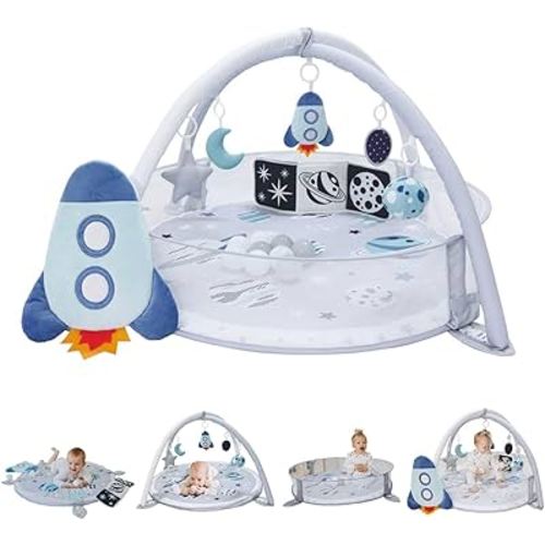 6-in-1 XL Play Mat & Play Gym, Baby Gym, Baby Activity Gym, Sensory Exploration and Motor Skill Development Toys (Space Gray)