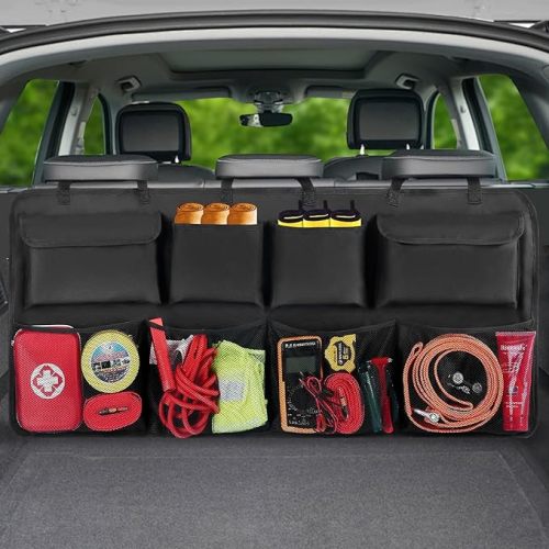 Snuopfy Car Trunk Organizer, Backseat Hanging Organizer with 8 Large Storage Bag Super Capacity -Trunk Organizer for SUV,Truck,Van -Your Space Saving Expert - Black
