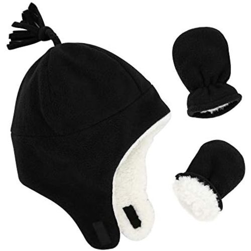 Baby Boy Sherpa Hats and Mittens Set Toddler Gloves Warm Fleece Winter Hat Baby Girl