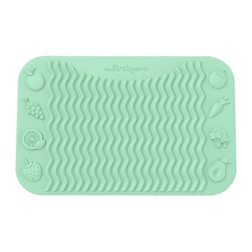 The First Years SenseAbles Finger Foods Placemat – Silicone Feeding Mat for Baby High Chairs or Table - Dishwasher Safe – Mint