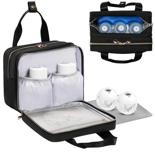 Wearable Breast Pump Travel Bag - Breastmilk Cooler Bag, Portable Pumping Carrying Case Compatible with Momcozy, Elvie, Willow, Medela Wearable Pumps - Includes Waterproof Mat