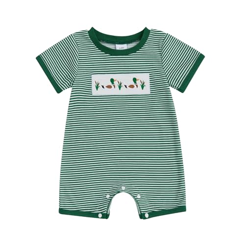 Newborn Baby Boy Girl Mallard Duck Outfits Romper Short Sleeve Duck One Piece Jumpsuit Overalls Hunting Baby Clothes