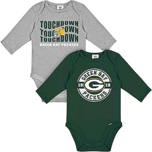 Gerber NFL unisex-baby Nfl 2-pack Long Sleeve Onesie Bodysuit