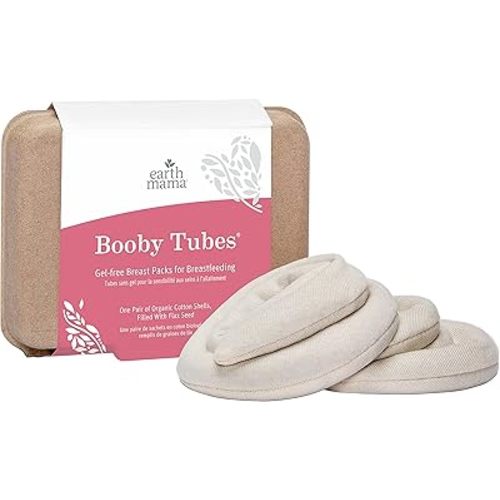 Earth Mama Booby Tubes | Gel-Free Hot & Cold Compress Nursing Packs for Breastfeeding & Tender Breasts, 4.2-Ounce