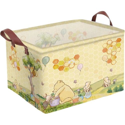 Greatingreat Winnie Foldable Laundry Hamper, Circular Canvas Storage Basket with PE Coating, Collapsible Clothes Organizer for Home, Nursery, and Bedroom (Yellow)