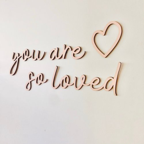 You Are So Loved Nursery Wall Art & Heart Decal – Wooden Script Sign, Baby Room Decor, Boho Nursery Set, Kids Room Wall Art, Heart Decal