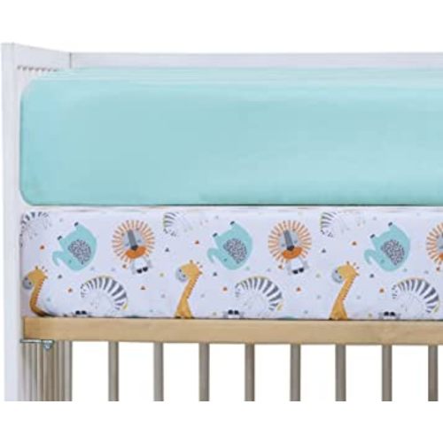 Crib Sheets 2 Pack, Elephant Crib Sheet for Baby and Toddlers, Crib Sheets Set Made of Silky Soft Microfiber, Size 28" x 52", Neutral Fitted Crib Sheets Set, Safari Animals