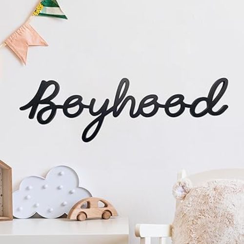 Wooden Boyhood Sign, Nursery Wall Hanging Decor,Baby Boy Nursery Sign,Toddler Room Decor for Boys Wall Decor