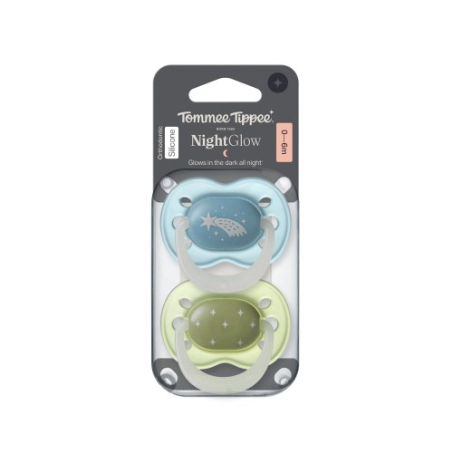 Tommee Tippee Soother Nightglow 0-6 Months 2 Pack Multi