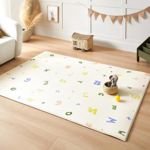 Tiny Land Baby Crawling Mat Reversible Baby Play Mat 78" X 55" Waterproof Non-Slip Larger Playmat Odorless Foam Floor Mat for Infants,Toddlers (Alphabet)