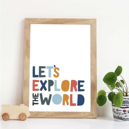 Let's Explore The World Print, Boys Nursery Print, Boys Bedroom Prints, Boys Bedroom Decor, Playroom Prints, Boys Nursery Decor