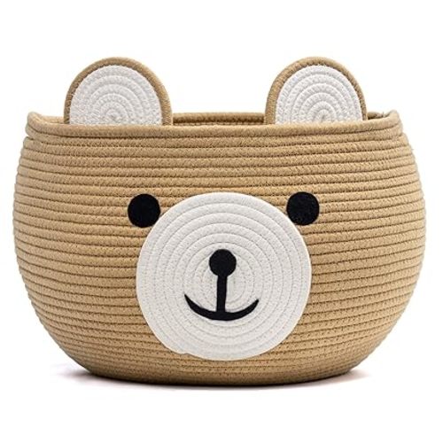 CherryNow Cotton Rope Basket Baby Gift Basket, Brown, 15.7"D x 10.5"H