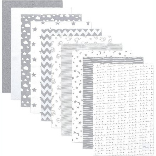 Burp Cloths 100% Cotton Washcloths for Boys and Girls by Comfy Cubs, Color: Grey pattern, Size: pack of 10