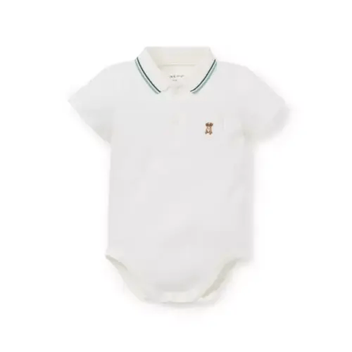 Baby Jet Ivory Baby Embroidered Dog Pique Polo Bodysuit by Janie and Jack