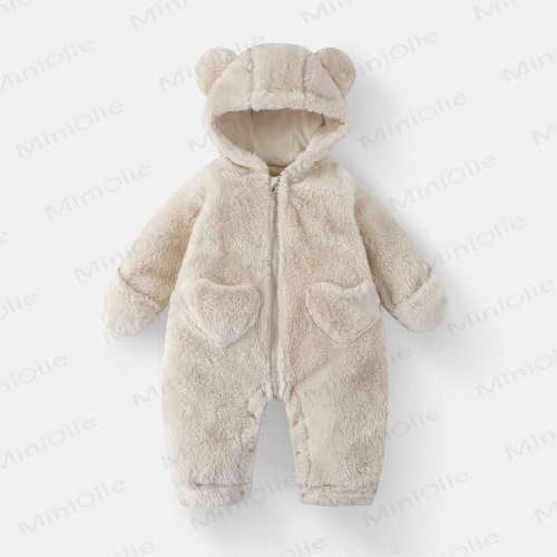 Baby Bear Hooded Fleece Romper