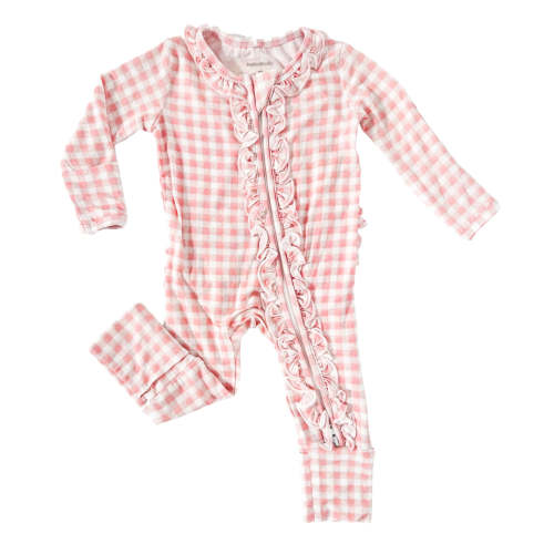 Olivia Ruffle Zip Footie - Rockin Royalty Baby