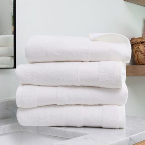 Set Of 4 Bath Towels, 100% Super Plush Premium Cotton - Becky Cameron, White, 4 Pack