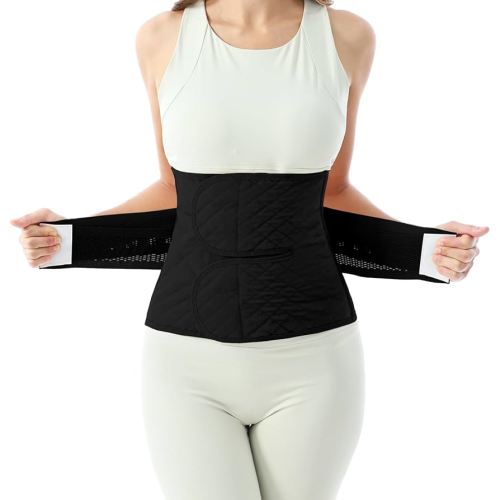 Allaugh Postpartum Belly Band for Women: Abdominal Binder Post Surgery Compression Belt - Post Partum Waist Binder C Section Recovery Wrap Black