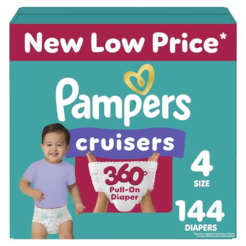 Pampers Diapers - Cruisers 360 - Size 4, 144 Count, Babyproof up to 100% Leakproof Pull-On Diaper