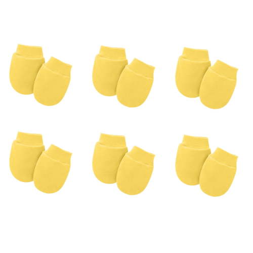 ZACPNCV 6 Pairs Baby Mittens Newborn No Scratch Mittens Newborn Cotton Wrist Gloves Infant Toddler Mittens for Baby Boys Girls Yellow 0-12 Months