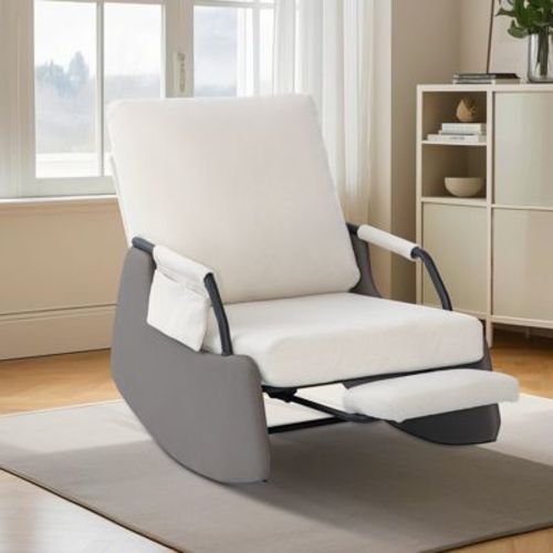 Rocking Recliner Chair For Adults, Modern Upholstered Plush Seating Glider Recliner Chair, Reading Chair Modern Nursery Accent Sofa Chairs