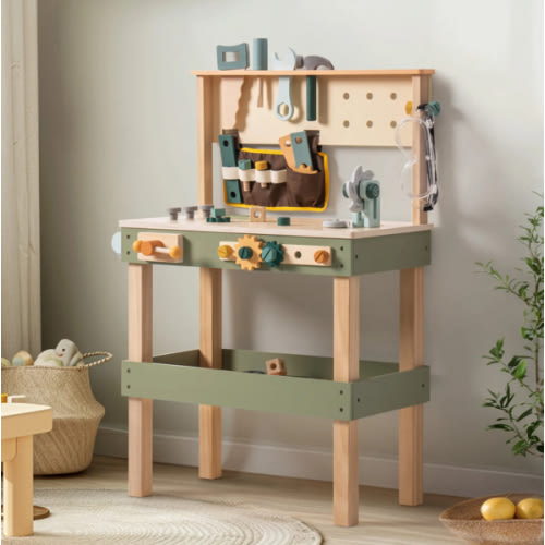 ROBUD Wooden Kids Tool Bench - Avocado Green