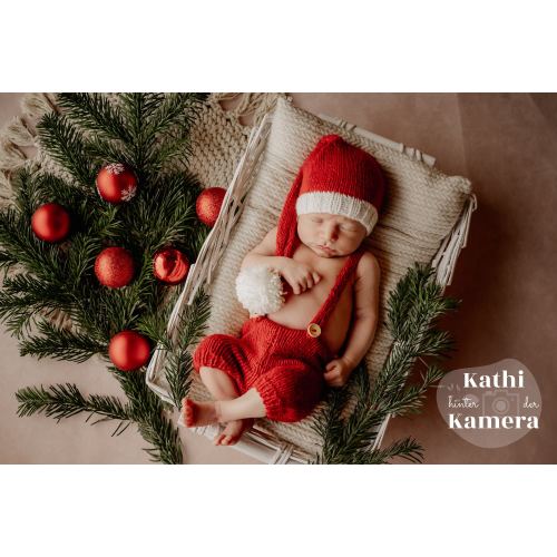Baby newborn Santa knit outfit Personalized option Baby's first Christmas pom Santa photo prop Handmade Christmas baby shower gift unisex