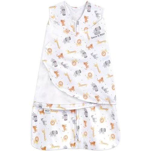 HALO 100% Cotton Sleepsack Swaddle, 3-Way Adjustable Wearable Blanket, TOG 1.5, Jungle Cotton, Newborn, 0-3 Months