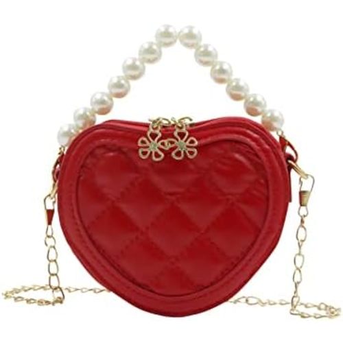 Cute Heart-shaped Crossbody Purse Bowknot Shoulder Bag Satchel for Little Girls Toddlers