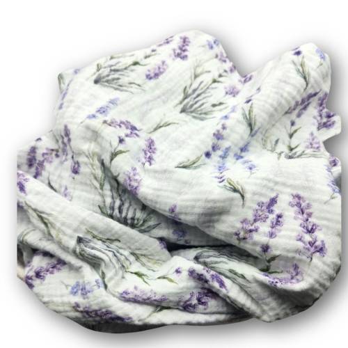Purple Flowers 100% Cotton Muslin Double Gauze Lightweight Swaddle Baby Girl Blanket