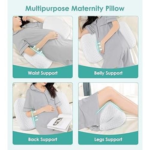 Pregnancy Pillow Cooling for Sleeping, Detachable and Adjustable Double-Sided Support Maternity Pillow Skin-Friendly for Pregnant Women Back, HIPS, Legs(30°Slope Design Verified by Expectant Mothers)