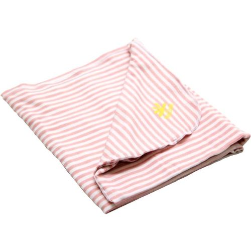 Nozone Baby Blanket, Sun Protective, Soft Rayon from Bamboo, UPF 50+ in Mellow Rose/White Stripe