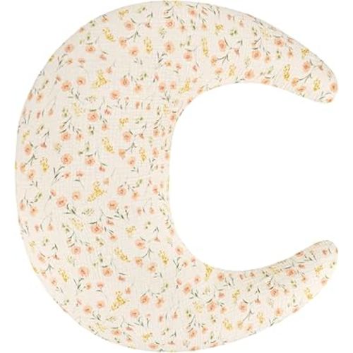 SWESEN Muslin Nursing Pillow Cover, Soft Removable Cover for Breastfeeding Pillows, Pillow Slipcover for Baby Boys and Girls, Comfortable & Breathable, Flower, Washable (Only Cover)