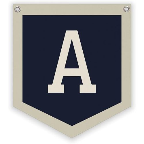 Personalized Baby Gift,Baby Boy Nursery Decor,Initial Pennant，Letter A Banner Flag，Vintage Room Decor Toddler Room Bedroom Playroom Front Door Birthday Christmas Gift，12x14 in