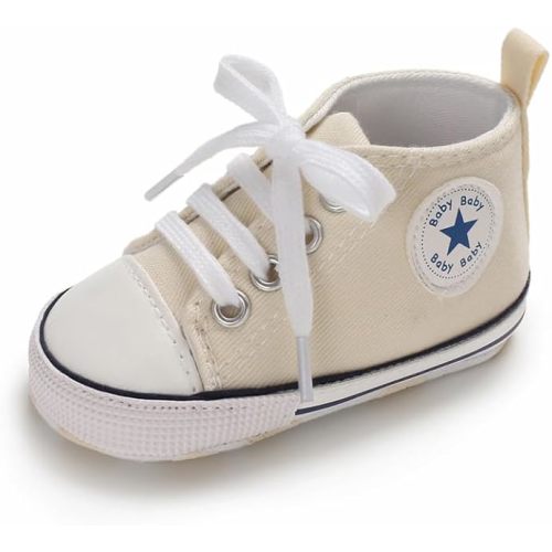 Unisex Baby Girls Boys Canvas High-top Shoes, Newborn Infant Anti-Slip Soft Sole Frist Walking Breathable Sneakers