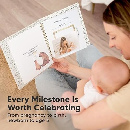 First 5 Years Baby Memory Book Girl, Boy - 90 Pages Hardcover First Year Baby Book Keepsake, Baby Milestone Book for New Parents, Baby Scrapbook, Baby Album and Memory Book Journal (WonderLand) - Wonderland
