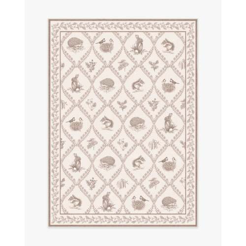 Sanderson Squirrel & Hedgehog Fawn Tufted Rug | Ruggable