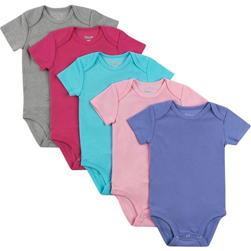 Hanes Unisex-Baby Hanes Baby Bodysuits, Ultimate Flexy Short Sleeve For Boys & Girls, 5-Pack