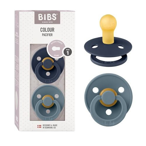 BIBS Pacifiers | Natural Rubber Baby Pacifier | Set of 2 BPA-Free Soothers | Made in Denmark | Deep Space/Petrol | Size 0-6 Months