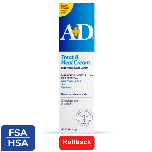 A+D Medicated Diaper Rash Cream with Zinc Oxide, Prevents & Soothes, 4oz