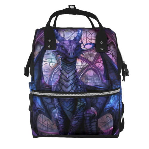 Hirioo Fantasy Dragon In Cathedral for Mummy Diaper Bag Backpack Diaper Bag Backpack for Moms and Dads Unisex Shoulder Bags Travel Hiking Outdoor Pack